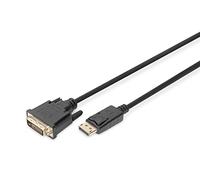 DIGITUS Câble Adaptateur DisplayPort - DP - DVI (24+1) - Full HD 1080p/60 Hz - Displayport 1.1a - 2m - avec Verrouillage - adapté aux écrans, Cartes Graphiques - Blister - Noir