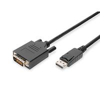 DIGITUS Câble adaptateur DisplayPort - DP - DVI (24+1) - Full-HD 1080p/60Hz - Displayport 1.1a - 1.0m - avec verrouillage - adapté aux moniteurs, cartes graphiques - noir