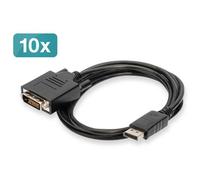 Digitus Câble adaptateur DisplayPort vers DVI‑D 2 m 1080p Noir – Pack de 10