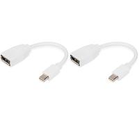 DIGITUS Câble Adaptateur DisplayPort - Mini DP vers DP - Displayport 1.2 - UltraHD 4k/60Hz - 0.15m - Blanc (Lot de 2)