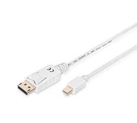 DIGITUS Câble adaptateur DisplayPort - mini DP vers DP - UHD 4K/60Hz - 2m - Verrouillage - Displayport 1.1a - Compatible avec MacBook, Mac, PC