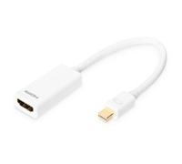 Digitus Câble adaptateur Mini DisplayPort vers HDMI Type A – 0,15 m, DP 1.1a, Blanc