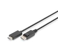 DIGITUS Câble adaptateur DisplayPort vers HDMI - UHD 4k/60Hz - HDMI 2.0 - Displayport 1.2 - 3m - Compatible avec moniteur, carte graphique de jeu - noir