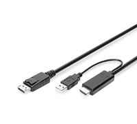 HDMI to DP adapter cable, 2m, 4K@30Hz external Power via USB - A