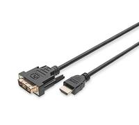 DIGITUS Câble adaptateur HDMI - Type A vers DVI-D (18+1) - Full HD - 2m - Liaison simple - Compatible avec PC, moniteur, projecteur - Blister - Noir