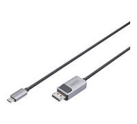 - Câble adaptateur - DisplayPort (M) pour 24 pin USB-C (M) - DisplayPort 1.4 - 1 m - bloqué, bi-directionnel, support 8K30Hz (7680 x 4320), support