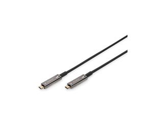 Digitus Câble AOC USB Type-C 3.2 Gen 1 M/M 4K UHD 60Hz, 21.6 Gbit/s, 15m, Fibre Optique Hybride, DisplayPort 1.2, Plug & Play