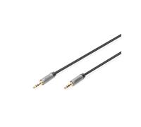 Digitus Câble Audio Jack 3.5mm Mâle/Mâle 1.8m, Contacts Or, AWG 28, Blindage Magnétique, Gaine Nylon, Noir - DB-510110-018-S