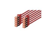 Digitus Câble CAT 6 S/FTP 3m Rouge - Conducteur Cuivre AWG 27/7 - Connecteurs RJ-45 Mâle - Gaine LSZH - Blindage S-STP - PoE+ - 250MHz - Lot de 10
