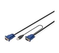 DIGITUS - Câble clavier/vidéo/souris/USB - HD-15 (VGA) (M) pour USB, HD-15 (VGA) (M) - USB 2.0 - 5 m - noir