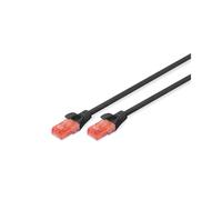 Digitus Câble de Brassage CAT 6 U/UTP 3m Noir RJ-45 Mâle - RJ-45 Mâle, Classe E, AWG 26/7, PVC, -20°C à 60°C, DK-1612-030/BL
