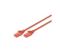 Digitus Câble de Brassage CAT 6 U/UTP Rouge 2m, Connecteurs RJ-45 Mâle-Mâle, Classe E, AWG 26/7, PVC, -20°C à 60°C, DK-1612-020/R