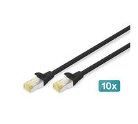 DIGITUS Câble LAN Cat 6A 0,25 m 10 pièces RJ45 S/FTP blindé Compatible Cat-6 & Cat-7 Noir