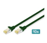 Digitus Cordon de raccordement RJ-45 Cat6A S/FTP 50 cm moulé sans halogène Vert pack de 10