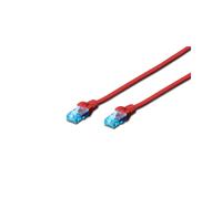 Digitus Câble de Brassage CAT5e U/UTP Rouge 5m RJ45 Mâle vers RJ45 Mâle AWG26/7 PVC, Conforme IEC 60332-1/3, IEC 61034 - DK-1512-050/R