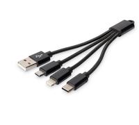 Digitus Câble de charge 3-en-1 – USB A, Lightning, Micro USB, USB-C