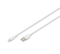 Digitus Câble de charge USB A vers Lightning 0,5 m 12W 2,4A certifié MFI pour Apple Silicone Blanc
