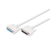 DIGITUS Câble de connexion parallèle - D-Sub 25 à D-Sub 25 - Fiche à prise femelle - 3.0m - Rallonge de câble - Beige