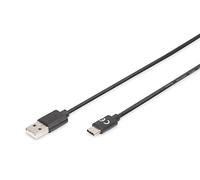 DIGITUS Câble de Connexion USB 2.0 - 1,8 m - Câble de Connexion USB Type A vers USB Type-C - Haute Vitesse 480 Mbit/s - Noir