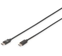 Digitus Câble USB USB 2.0 USB-C® mâle, USB-C® mâle 1.80 m noir rond, connecteur utilisable des deux cotés, blindage double