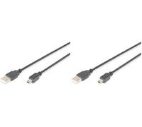 DIGITUS Câble de connexion USB 2.0-3.0 m - Typ-A (mâle) à USB Mini B (5 broches) (mâle) - 480 Mbit/s - noir (Lot de 2)