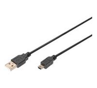 DIGITUS Câble USB 2.0 - 1 m - USB A vers Mini B (5 broches) - 480 Mbit/s | Câbles de connexion pour ordinateurs, ordinateurs portables, concentrateurs USB - Noir