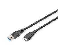 Digitus Câble USB USB 3.2 Gen1 (USB 3.0) USB-A mâle, USB-Micro-B 3.0 mâle 1.00 m noir AK-300116-0