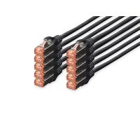 Digitus DK-1644-010-BL-10 RJ45 Câble réseau, câble patch CAT 6 S/FTP 1.00 m noir feuille de blindage, blindage total, blindé, sans halogène, simplex, blindage