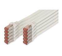 DIGITUS Câble LAN Cat 6-5m - 10 pièces - RJ45 Câble réseau - S/FTP Blindé - Compatible Cat 6A & Cat 7 - Blanc