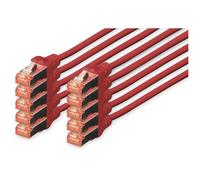 DIGITUS Câble LAN Cat 6-5m - 10 pièces - RJ45 Câble réseau - S/FTP Blindé - Compatible Cat 6A & Cat 7 - Rouge