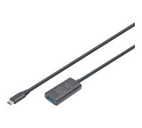 DIGITUS Câble de rallonge actif USB 3.2 Gen1 - 5 m - 5 Gbit/s | Fiche USB-C vers prise USB-A - Câble répéteur - Plug-and-Play - Noir