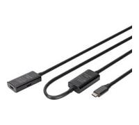 DIGITUS Câble de rallonge USB 3.2 Gen1 actif - 10 m - 5 Gbit/s | Fiche USB-C vers prise USB-C - Câble répéteur - Plug-and-Play - Noir