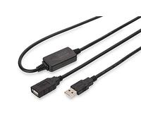 Digitus Câble USB 2.0 actif Répéteur/Prolongateur 10 m A mâle vers A femelle, noir