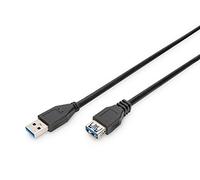 DIGITUS Câble de rallonge USB 3.2 Gen1 - 1,8 m - fiche USB-A vers prise | 5 Gbps - pour imprimantes, lecteurs de cartes, claviers, appareils photo, concentrateurs - USB 3.0 - Noir
