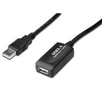DIGITUS Câble d'extension Actif USB 2.0 - Câble répéteur - USB A mâle vers USB A Femelle - 25 m - 480 Mbit/s - Plug & Play - Alimenté par USB - Noir