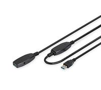 DIGITUS Câble d'extension actif USB 3.0 - Câble répéteur - USB A mâle vers USB A femelle - 10m - 5 Gbit/s - Plug & Play - Hotswap - Indicateur de fonction LED - noir