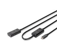 DIGITUS Câble d'extension USB actif - USB-C femelle vers mâle - 10 m - USB 3.2 Gen1-5 Gbit/s - Plug & Play - avec amplificateur de signal - Noir