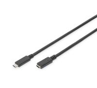 Digitus Câble USB USB 2.0 USB-C® mâle, USB-C® femelle 2.00 m noir flexible, feuille de blindage, blindage par tresse