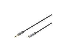 Digitus Câble Extension Audio 3.5mm Mâle vers Femelle 1.8m, Contacts Or, Blindé, Tresse Nylon, AWG28, Noir, Connecteurs droits