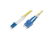 Digitus Câble Fibre Optique Monomode OS2 LC/SC Duplex 9/125µm 1m, Connecteurs Mâle-Mâle, Gaine 3mm, I-VH, Jaune, Conditionnement Sachet