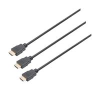 DIGITUS Câble HDMI - 3 m - UltraHD 4k 30 Hz - avec canal Ethernet - compatible avec TV, vidéoprojecteur, moniteur - contacts plaqués or - noir (Lot de 3)