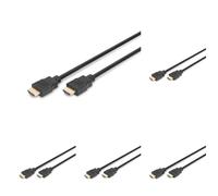 DIGITUS Câble HDMI - HDMI 2.0-2m - UHD 4K 60Hz - contacts plaqués or - compatible avec TV, projecteur, moniteur - noir (Lot de 5)