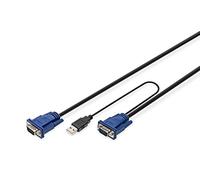 DIGITUS câble KVM - 2x port VGA, 1x port USB 2.0-3 m - Convient pour : DS-720xx et DS-23100-1, DS-23200-1, DS-23300-1 - Noir