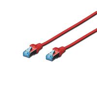 DIGITUS Câble LAN Cat 5e - 3m - Câble réseau CCA avec RJ45 - SF/UTP Blindé - Compatible Cat-6 & Cat-5 - Rouge
