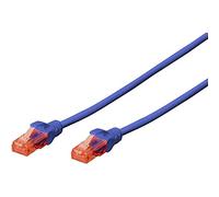 DIGITUS Câble LAN Cat 6-0,5m - RJ45 Câble réseau - UTP non blindé - Compatible Cat-6A & Cat-5e - Bleu