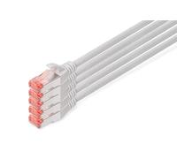 Digitus Câble réseau Cat 6 10 m - 5 pièces - RJ45 S/FTP blindé - Compatible Cat 6A/Cat 7 Gris
