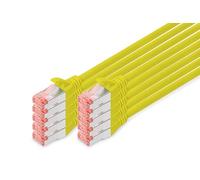 DIGITUS Câble LAN Cat 6-1m - 10 pièces - RJ45 Câble réseau - S/FTP Blindé - Compatible Cat 6A & Cat 7 - Jaune