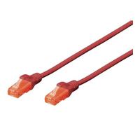 DIGITUS Câble LAN Cat 6-1m - Câble réseau CCA avec RJ45 - U/UTP non blindé - Compatible Cat-6A & Cat-5e - Rouge