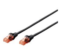 DIGITUS Câble LAN Cat 6-1m - CCA Câble Réseau Avec RJ45 - U/UTP Non Blindé - Compatible Cat-6A & Cat-5e - Noir