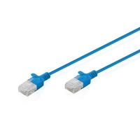 DIGITUS Câble LAN Cat 6 - 2,0 m - 1 Gbit/s - U-UTP - Version slim AWG 32/7 - PoE+ - LSZH - Câble réseau RJ45 - Bleu